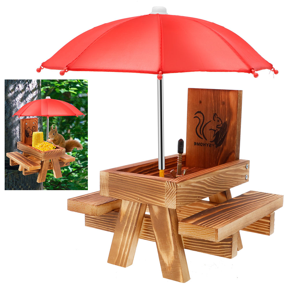 Smart Garden Umbrella - Mangeoire en bois pour écureuil, Table